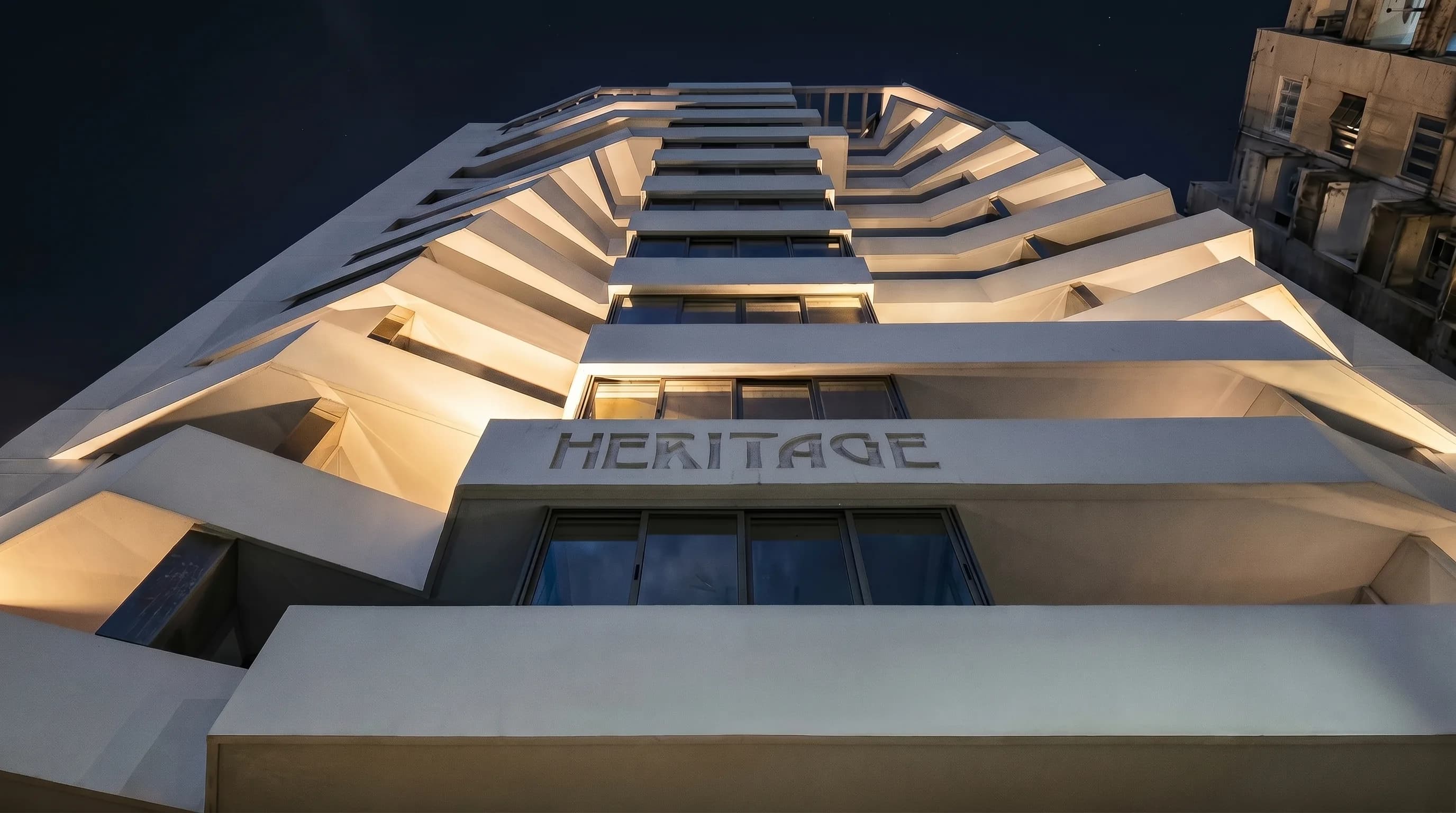 Heritage 432 completed night façade