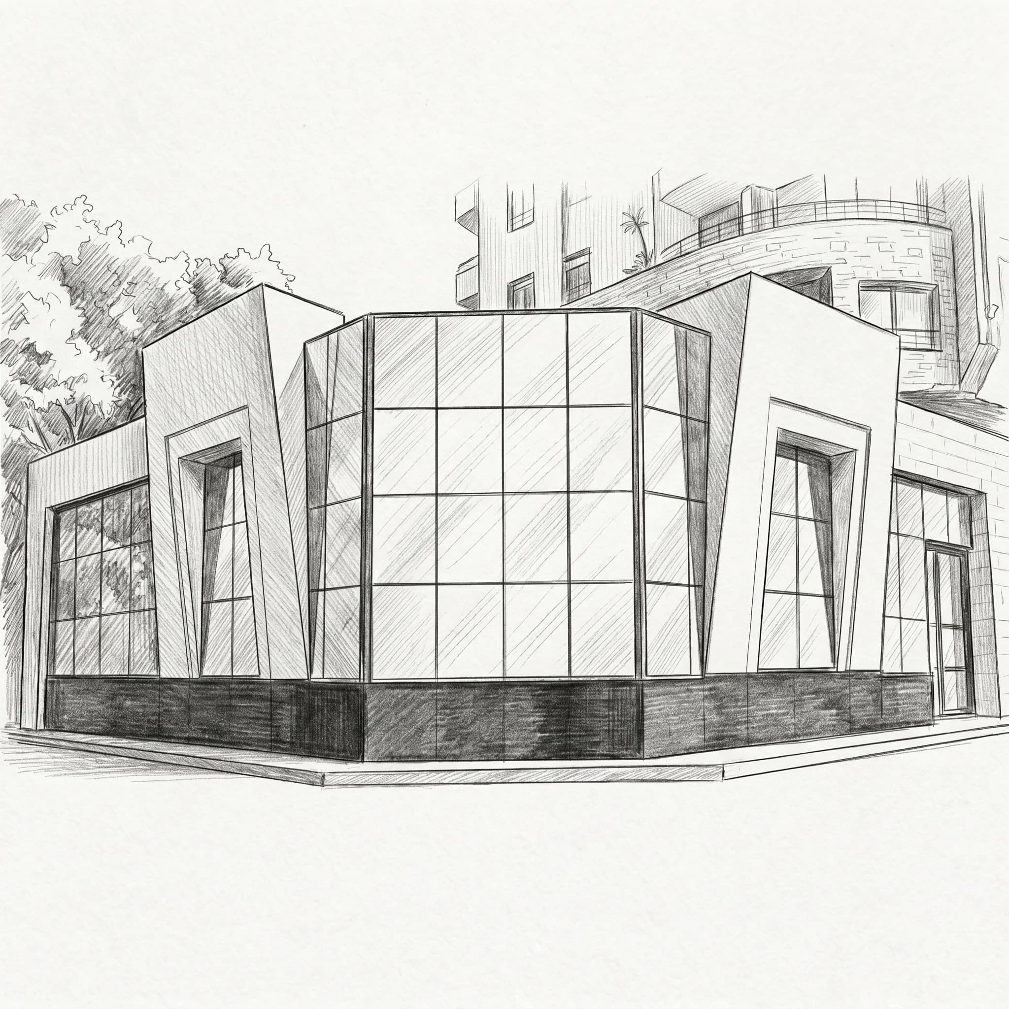 Architectural concept sketch of the Heritage headquarters